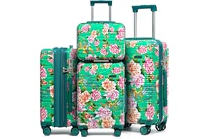 Sea choice Set di 4 Valigie Rigide, PC Valigia da Viaggio, Set Valigia Trolley con Chiusura TSA e 4 360° Ruote Doppie S-M-L-XL