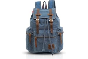 FANDARE plecak na laptopa o przekątnej 15,6 cala, plecak szkolny, plecak podróżny, plecak na co dzień, do pracy, podróży, dla studentów, z płótna, niebieski, M, plecak szkolny