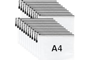 PLAPOT 21 Bolsas Con Cremallera de Malla de Pvc A4, Bolsas de Carpeta Transparentes Impermeables, Para PapeleríA, Viajes, CosméTicos, Para Estudiantes, Trabajadores De Oficina Y Otros (A4)