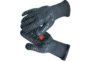 GRILL HEAT AID Revolutionary 932°F ekstremalne odporne na wysokie temperatury rękawice z certyfikatem EN407 - grube, lekkie i elastyczne, 2 rękawiczki - zastosowanie w holenderskim piekarniku, duże zielone jajko, kamień do pizzy, żeliwna patelnia, narzędzia kominkowe, na zewnątrz