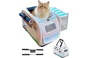 Premium Soft-Sided 2-in-1 Kittyrama Cat Carrier & Home Hideaway – Vet-Recommended Calming Den, Car-Seat Secure & Travel Carrier with SBS Zips, Washable Mattress, Waterproof Base