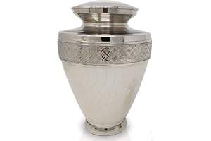 UrnsWithLove Adult Cremation Urn for Ashes Funeral Memorial Urn AMAZON STOCK CLEARANCE DEAL SKU 7876 Milano White