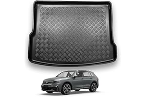 NOMAD VW Tiguan (2016-2023) Boot Liner [Upper Boot Position] Tailored Fit Car Floor Mat Protector Non Slip Waterproof Raised Edges Compatible Custom Fit Accessory Black Dog & Pet Friendly
