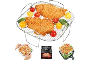 BYKITCHEN Zubehör für Heißluftfritteuse, Quadratisches 304 Edelstahl Rack für Air Fryer Basket Tray/Ofen, Airfryer Zubehör für Cosori 5.5L xxl, Instant, Tower, Gourmia Air Fryer