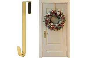 SR ESSENTIALS Wreath Hanger for Front Door, 12" Wreath Door Hanger, Perfect for Halloween, Wedding & Christmas Decorations Over Door Hanger (1Pc Golden)