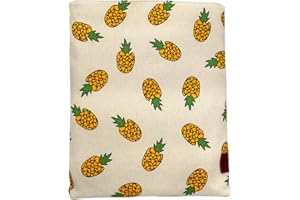 LParkin Protège-livre Ananas Taille S M Pochettes de livre Cadeau adolescent (petit) Jaune Coton Polyester Fermeture éclair