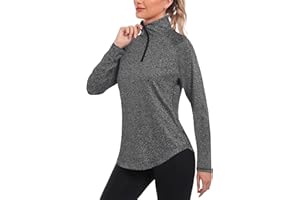 iClosam Camiseta Deporte Mujer de Manga Larga 1/4 Zip Camisetas Deportiva Mujer Ropa Fitness Corriendo Tops