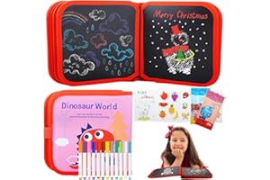 FINEASY Zmywalna kolorowanka dla dzieci, Doodle Pad z 12 kolorowymi kredkami, tablica do malowania dla dzieci, 16 stron, deska do rysowania graffiti, wielokrotnego użytku, dla 2, 3, 4, 5, 6, 7, 8 lat,