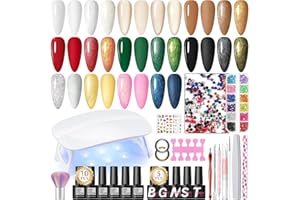 COSCELIA 33PCS Kit Ongle Gel UV Complet, 10 Couleurs Vernis Semi Permanent avec Lampe Set, Blanc Rose Kit Vernis Semi Permanent, Manucure pour Débutant Décorations et Accessoires pour Les Ongles