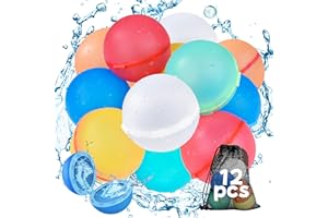 LESOLPH 12 Stück Wasserbomben Wiederverwendbar, Selbstdichtend und Schnell Befüllbare Wasserbomben, Wiederverwendbare Wasserballons Magnet für Kinder und Erwachsene, Wasserbomben für Outdoor, Pool, Wasserpark