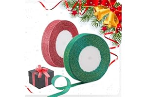 LOOPES 2pcs* 2cm* 22m Cinta Organza Arbol de Navidad Adornos Navideños Decoracion de Navidad para Escaparates Hogar Casa Ideas Árbol Decoración Barata Personalizada Original Jardin Verde Roja.