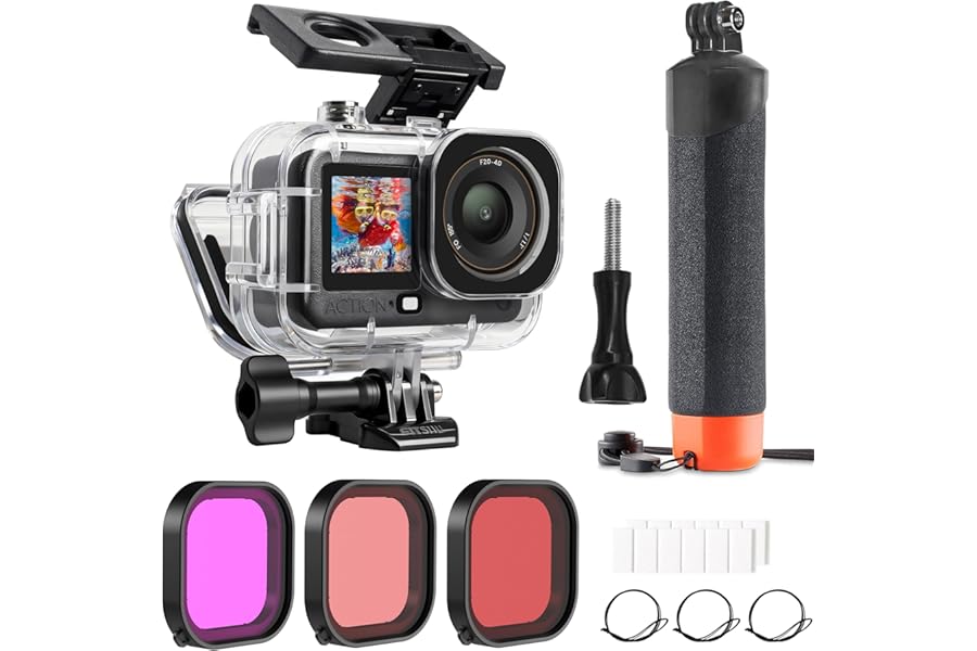 FitStill 60M/196FT Diving Kit for DJI osmo action 6, Waterproof Housing + Buoyancy Handle + Diving Filter for Underwater Shooting DJI ACTION 6 Protective Accessories