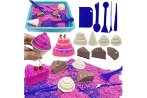 VBACALA Arena Mágica Para Niños, Caja De Arena Magica Con 500g De Arena, Moldes De Arena Para Pastel De Helado, Juguetes De Arena Magica Sensoriales Regalo para Niños a partir de 3 Años