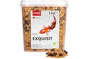 petifool Koi Exquisit 1kg – getrocknete Futtermischung - für Wasserschildkröten und Fische – Mischung aus Seidenraupen, Shrimps und Gammarus - Naturfutter