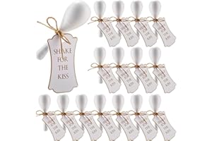 Sonwyoung 16 Pcs Mini Wooden Maracas for Wedding Wooden Maracas Bulk Maracas with Gift Tags Musical Instrument for Wedding Party Favor(Plain White)