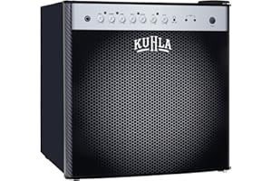 Kuhla 45 Litre Mini Fridge with Ice Box, Novelty Design, Inc Adjustable Thermostat, Door Racks and Removable Shelf, Small Drinks Fridge Ideal for Home and Office – Amp Speaker, Black KTTF4BGB-1004-E