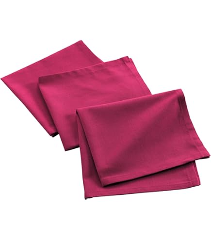QUARKZMAN 12 Pièces De Serviettes De Table En Satin Rouge