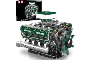 Mould King 10182 Technik V8 Motor Klemmbausteine Bausatz Kit, 2250 Stück Twin-Turbo Engine Bausteine Spielzeug Modell, Klemmbausteine Funktionsmodell für Engine Fans Sammlerstücke