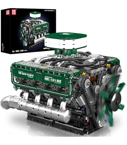 Mould King 10130 F488 Supercar V8 – Kit De Construcción MOC Con Motor V8 Funcional, Pistones Móviles Y Cigüeñal Giratorio – 2718+ Piezas Para Coleccionistas