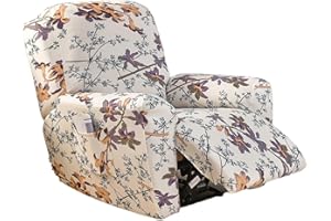 EBETA Funda de sillón completa - 4 piezas - Elástica - Para sillón relax - Con bolsillos (manga en flor)