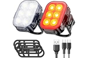 MOGZZI Eclairage Velo, LED Étanche 6 Modes de Luminosité Feu Arrière, Lumières vélo de Sécurité Rechargeables USB, Vélo de Montagne ou de Nuit Lampe de Sécurité (Modes 4/6)