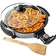Andrew James Multi Cooker, Electric Non-Stick Frying Pan with Lid Large Skillet Multi-Function Camping Cooker for Paella Frying Breakfast Energy Efficient Adjustable Temperature Control 30cm 1350W