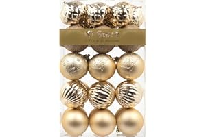 Busybee weihnachtskugeln 30 Stücke 6CM Ornamente für Weihnachtsbaum Champagner Christbaumkugeln Weihnachtsdekoration Kugeln Plastik Kunststoff