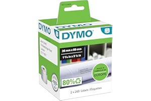 DYMO Authentic LabelWriter Large Address Labels | 36 mm x 89mm | Self-Adhesive | 2 Rolls of 260 (520 Easy-Peel Labels) | for LabelWriter Label Makers | Made in Europe