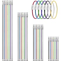 JTAREA 10 kleuren 15 cm roestvrijstalen draden sleutelhangers kit 2 mm metalen draad ringen sleutelhanger kabel sleutelhanger voor opknoping bagagelabel sleutelhanger ID-tags (Pack van 30 stuks