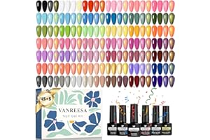 VANREESA Esmaltes Semipermanentes para Uñas, 45 Colores Pintauñas Semipermanentes con Base Top Coat Brillante Mate Purpurina, Set Manicura para Principiantes, Regalos para Mujeres