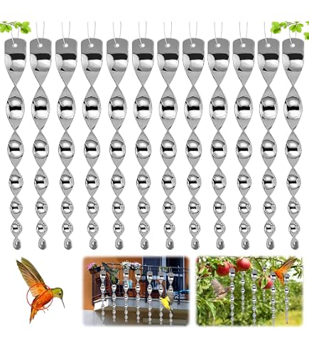 12 Répulsifs Oiseaux Réfléchissants - Spirales Tournantes 360° - Pour Balcon, Potager, Arbres Fruitiers