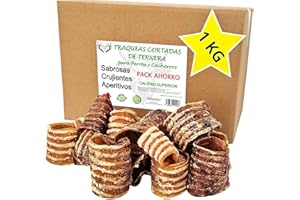 ARTISAN GIFT CO Tráqueas para Perros – Snacks Naturales deshidratados – Tráqueas de Ternera Perro – Long. Aprox. 5 cm - Pack de 1Kg