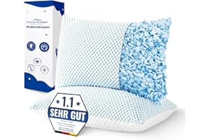 ‎MKS MKS kopfkissen 80x80 2er Set – Ergonomisches Wolkenkissen für Entspannung – Weiches Kissen für Rücken, Seiten & Bauchschläfer – Memory Foam Kissen mit kühlendem Gel für besseren Schlaf - Schlafkissen