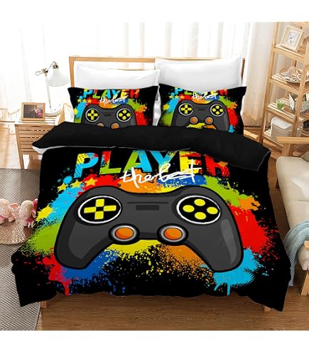 Loussiesd Set di biancheria da letto per bambini, ragazzi, ragazzi, uomini, decorazione moderna per camera da letto, rosso, blu, 3 pezzi, Bedding Piumino 200x200cm