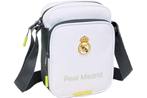 safta Real Madrid Equiicion 25/26 Umhängetasche mit Außentasche, Aktentasche, Umhängetasche, bequem und vielseitig, Qualität und Widerstandsfähigkeit, 16 x 6 x 22 cm, weiß, M, Casual