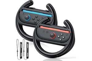 FYOUNG Controller lenkrad für Nintendo Switch 2/1 & Switch OLED - Lenkräder Zubehör für JoyCon 2&1 Griffe Halterung Halter für Mario Kart 8 Deluxe (2 Pack) - Schwarz