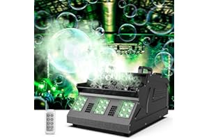 OSUSUENT Máquina de Humo 1500W Máquina de Pompas de Burbujas Automática con Remoto Inalámbrico 18 LED Efectos RGB para Fiestas, DJ, Halloween, Navidad, Bodas, 1 PCS