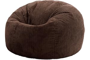 icon Kingston Cord Bean Bag, Brown, Trend Collection, Large Adult Bean Bag Chair with Filling Included, Comfy Chair, Pouffe Footstool, Living Room Furniture, Bedroom Furniture