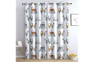 SZLYZM Vorhänge Baufahrzeuge, Verdunkelungsvorhang 2er Set - Vorhang Blickdicht Cartoon Auto Muster, Thermovorhang für Deko Wohnzimmer Schlafzimmer Kinderzimmer, Gardinen mit Ösen 245x140 cm (HxB) (GJ-&295)