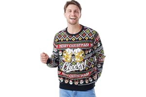 Giggling Getup Lysande ful jultröja för män, rolig ful jultröja med LED-lampor, jul semestertröja i