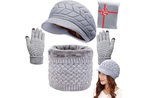 CheChury Czapka zimowa szalik i rękawiczki zestaw dzianinowy ciepły ocieplacz na szyję rękawiczki do ekranu dotykowego i berety dla kobiet zimowy zestaw sportowy na świeżym powietrzu