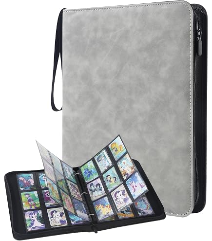 Deoyibu Classeur pour cartes avec 9 poches, pour 360 cartes à collectionner, album double face avec fermeture éclair, classeur pour MTG, TCG, de jeu, cartes de sport, rouge
