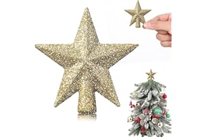 Dereine Topper de Árbol de Navidad, Mini Estrella de la Navidad, Estrella de Punta de Árbol, Decoración para Árbol de Navidad Pequeño, Estrella para Adornos de Navidad