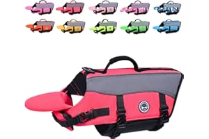 VIVAGLORY Front Float Schwimmweste Hund, Hundeschwimmweste für Bootfahren, Schwimmweste with Kopfstütze, Auftrieb & Schwimmhilfe, S, Neon-Pink