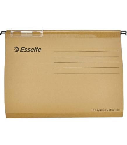 50 Chemises Suspendues Kraft ESSELTE 93291 - Format Folio, Visuel Court Rigide | Pour Classement Vertical Bureau