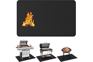 VNIERXFUL 152 x 100 cm, base ignífuga, alfombrilla protectora para barbacoa, alfombrilla de suelo, alfombrilla para chimenea, para barbacoa de gas, resistente al calor hasta 1800 °F