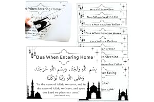 Simbaa Mall™ Transparent Islamic Dua Stickers (10 Pc) 21x14cm- Arabic and English Wall Decals Removable Stickers - Muslim Home Decor - Sunnah Education - Islamic Decorations - for Living Room, Mosque