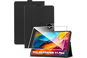 zZjoOoj Cover Per TCL NXTPAPER 11 Plus Tablet 11.5 Pollici Tablet con 1 Pezzi Pellicola Vetro Temperat, Ultra Sottile,Custodia in Pelle PU Premium con Funzione Leggio Verticale,Nero