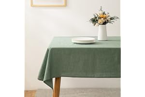 ‎ATSENSE ATsense Tischdecke, Tischdecke Grün, Tischdecken Leinenoptik-100% Gewaschener Baumwolle Eckig Tischtuch 140x180 cm