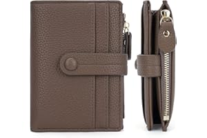 HKCLUF Portafoglio Donna Pelle Piccolo Blocco RFID Portamonete Cerniera Porta Carte di Credito Tanti Scomparti(A10-Cachi scuro)